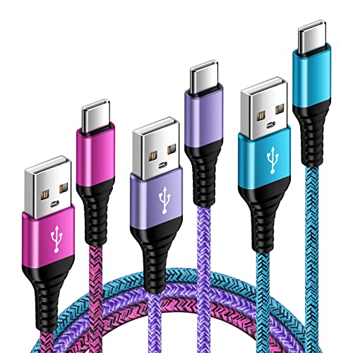 USB C כבל טעינה מהיר של סמסונג, [3-Pack 6ft] אנדרואיד טלפון מטען כבל USB סוג C כבל גלקסי S23